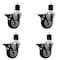 Service Caster 4'' Black Poly Swivel 1-7/8'' Expanding Stem Caster Set with Brake, 4PK SCC-EX20S414-PPUB-BLK-PLB-178-4 - alternate 1
